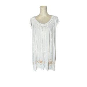 Vintage Oscar De La Renta Ivory Embroidered Sleep Dress 1X Luxury Fashion READ